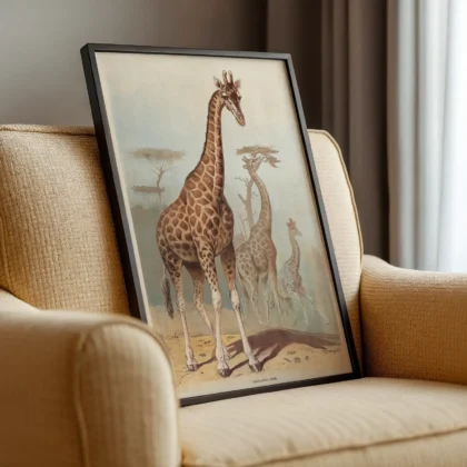Giraffe Print – Vintage African Safari Poster