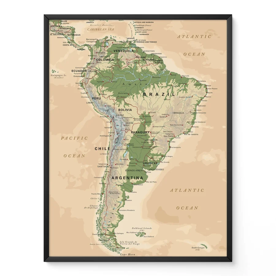 Vintage Map of South America