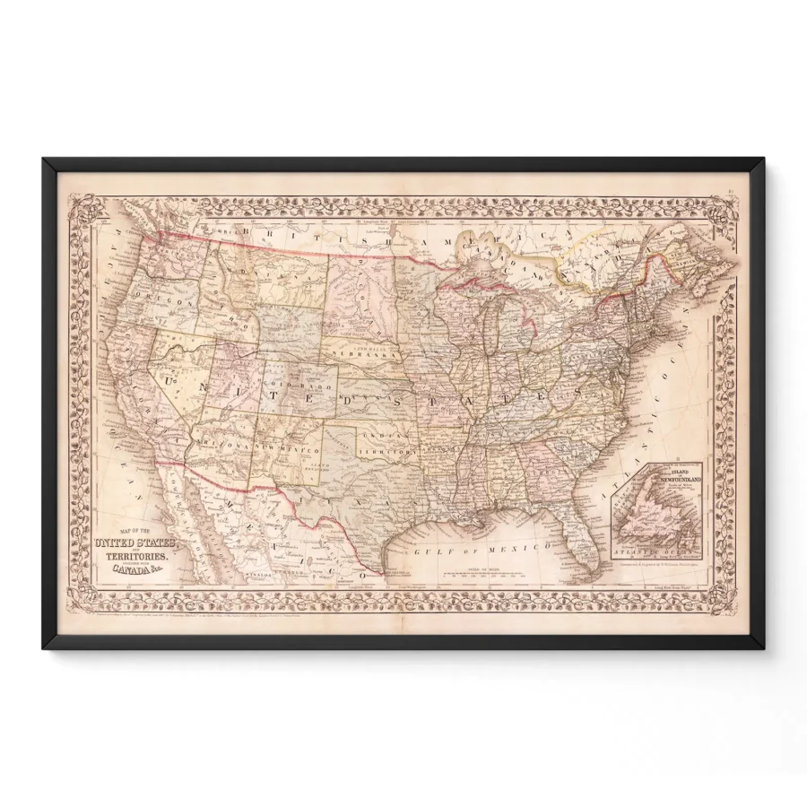 Vintage USA Map Wall Art