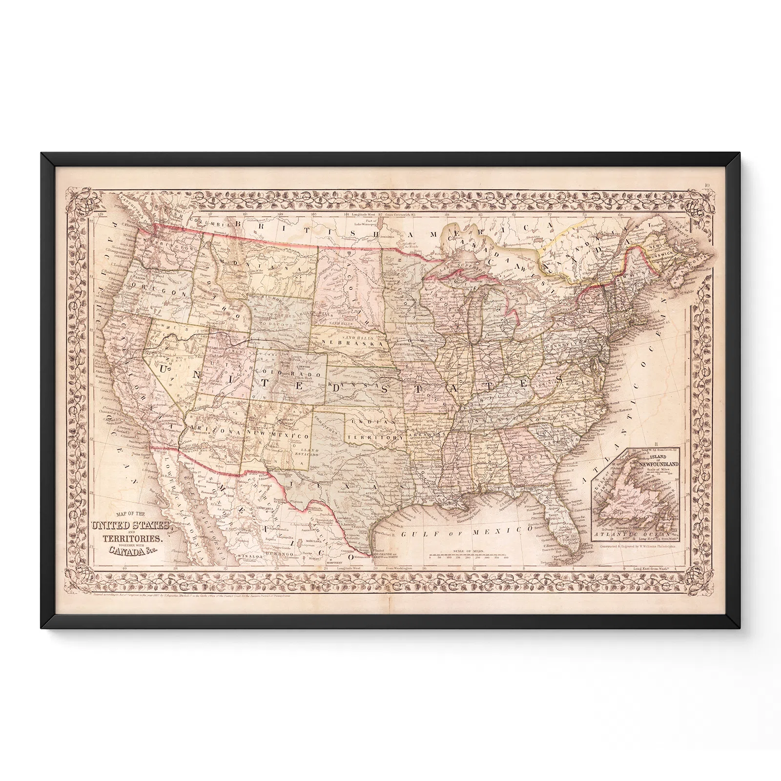 Vintage USA Map Wall Art