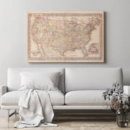 Vintage USA Map Wall Art