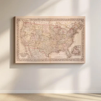 Vintage USA Map Wall Art