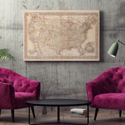 Vintage USA Map Wall Art
