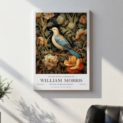 Vogel zwischen Blumen – William Morris Wandbild