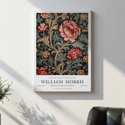 Rote Blumen – William Morris Wandbild