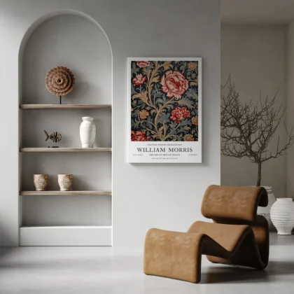 Rote Blumen – William Morris Wandbild
