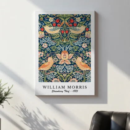 Braškes vagiantys paukščiai – William Morris paveikslas