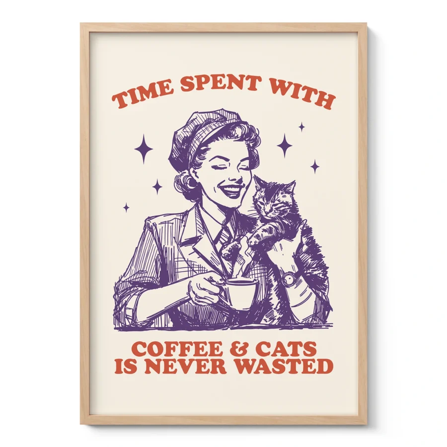 Woman with Cat – Time Spent with Coffee and Cats is Never Wasted