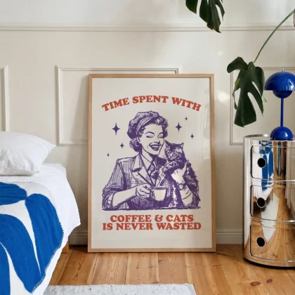 Woman with Cat – Time Spent with Coffee and Cats is Never Wasted