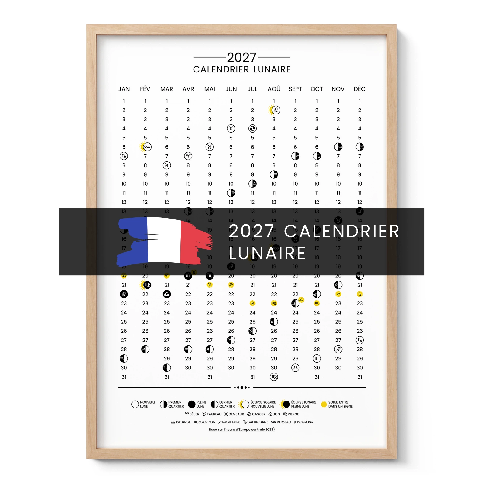 Mondkalender 2027 – Französische Ausgabe