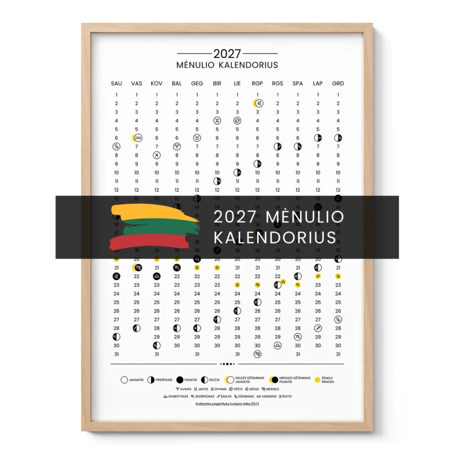2027 metų Mėnulio kalendorius – lietuviška versija