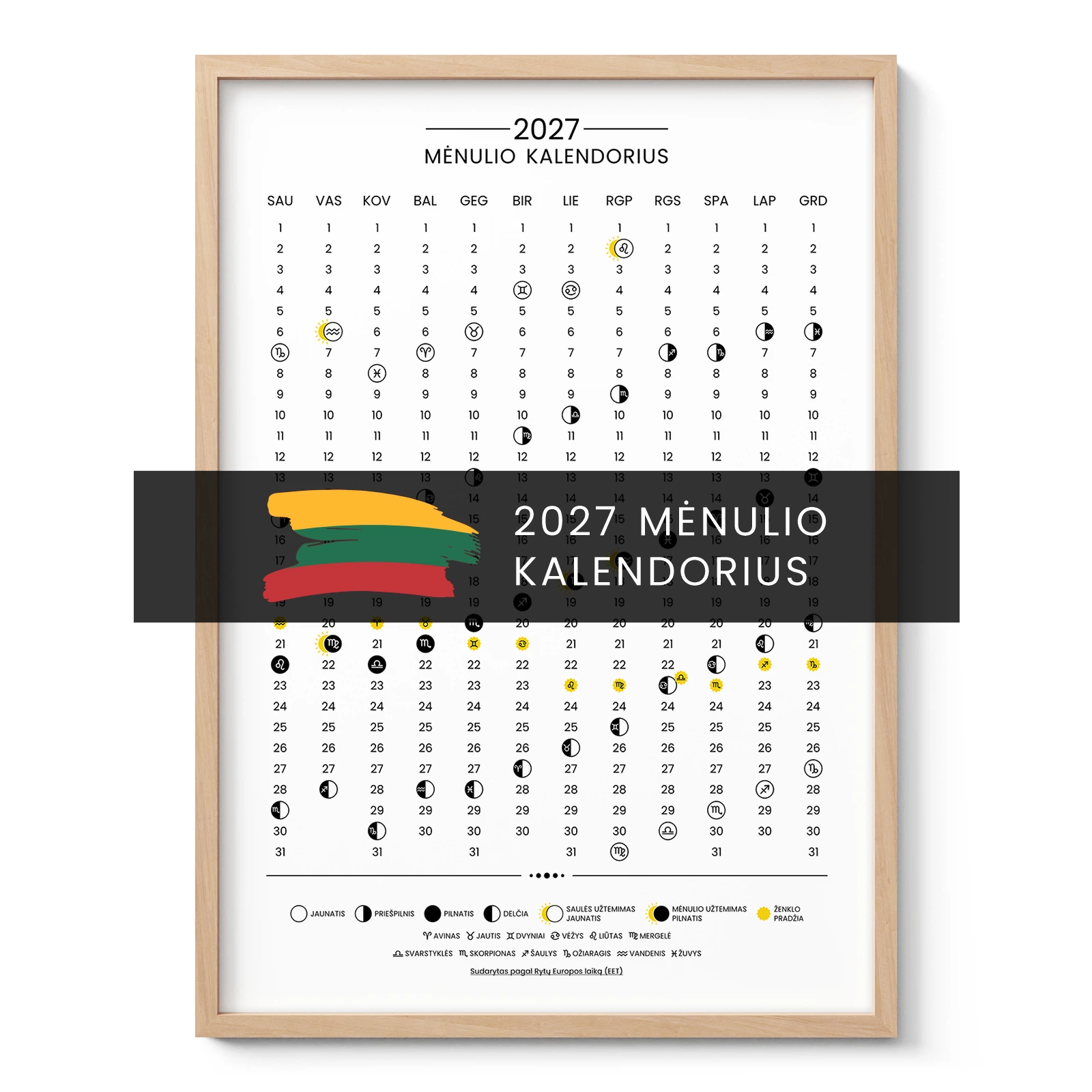 2027 metų Mėnulio kalendorius – lietuviška versija