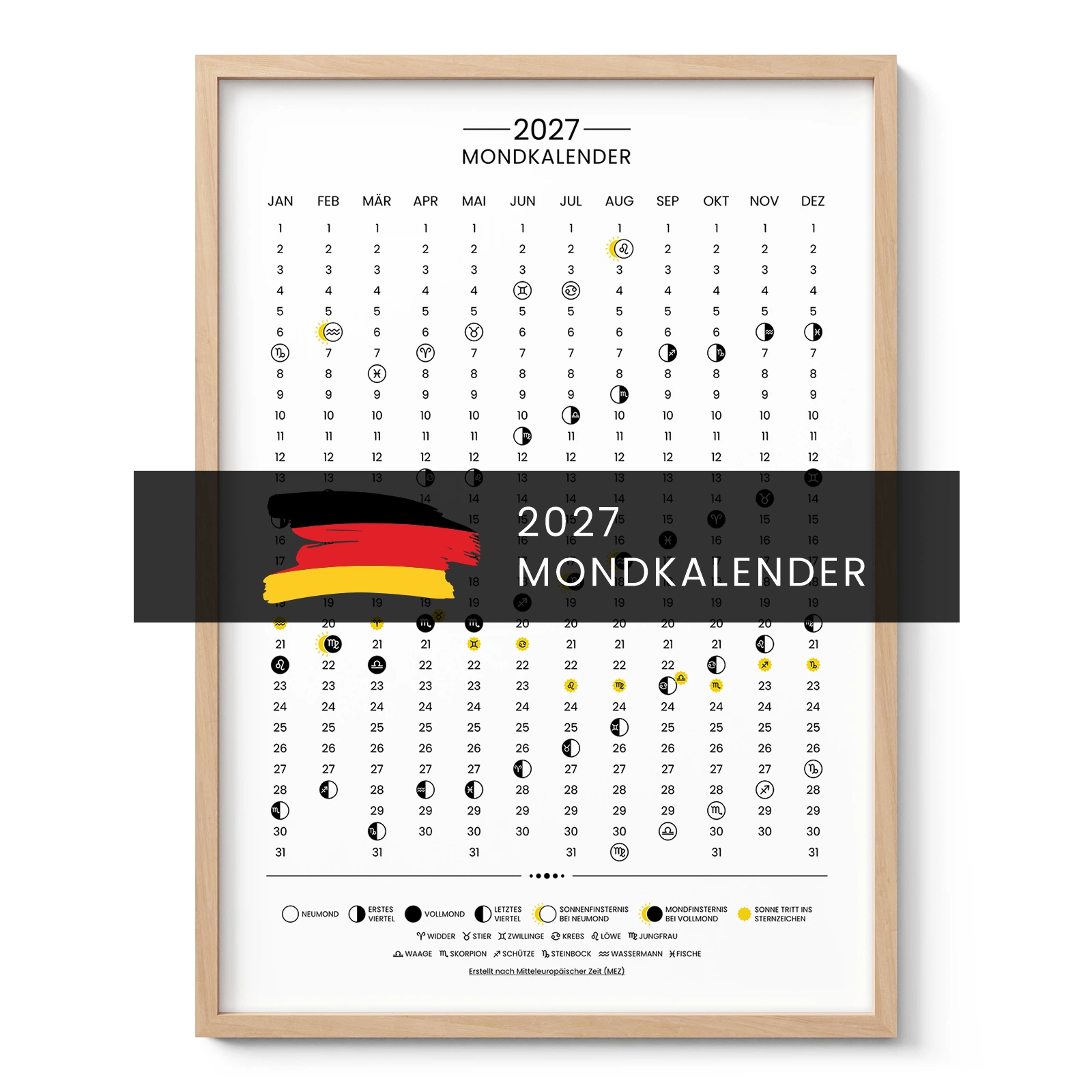 2027 Moon Calendar – German Edition