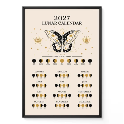 2027 Lunar Calendar with Butterfly – Minimalist Design