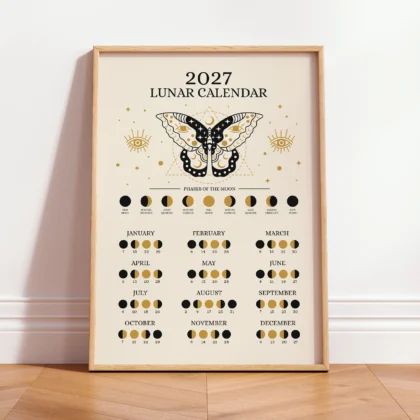 2027 Lunar Calendar with Butterfly – Minimalist Design