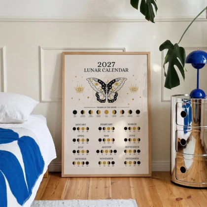 2027 Lunar Calendar with Butterfly – Minimalist Design