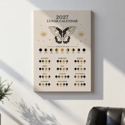 2027 Lunar Calendar with Butterfly – Minimalist Design