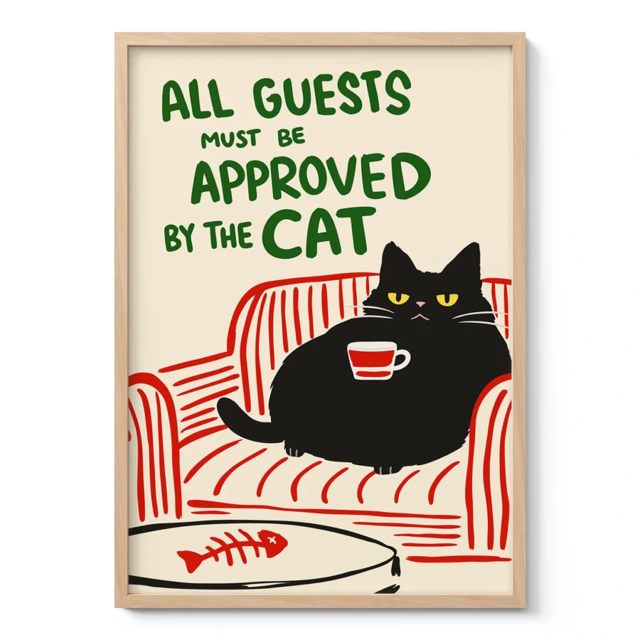 Funny Black Cat Print – Quirky Wall Art