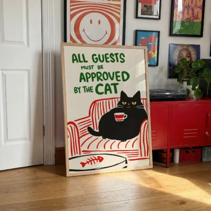 Funny Black Cat Print – Quirky Wall Art