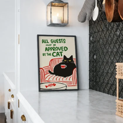 Funny Black Cat Print – Quirky Wall Art