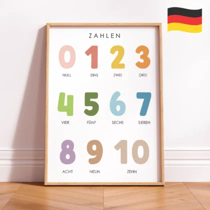Counting 0–10 Educational Print for Kids – German Version
