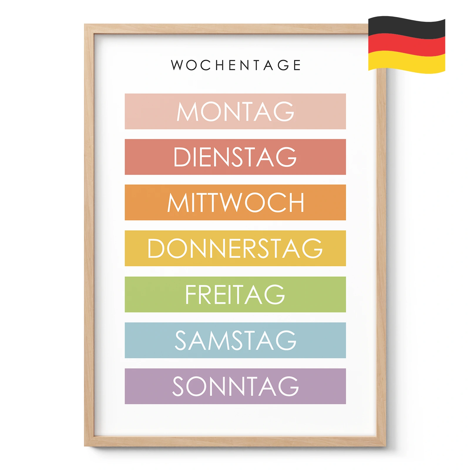 Days of the Week Learning Print for Kids – German Version