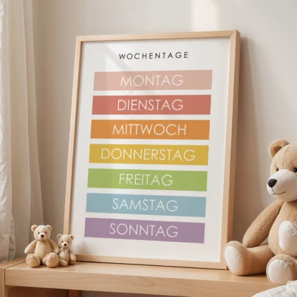 Days of the Week Learning Print for Kids – German Version