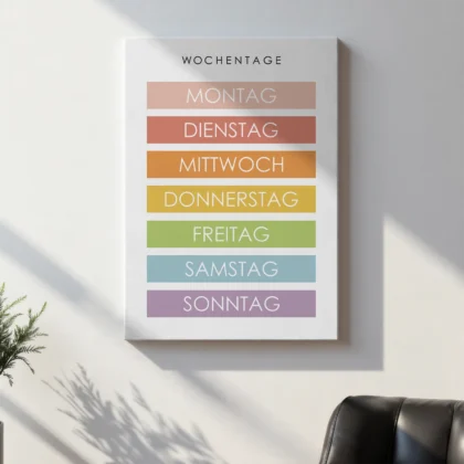 Days of the Week Learning Print for Kids – German Version