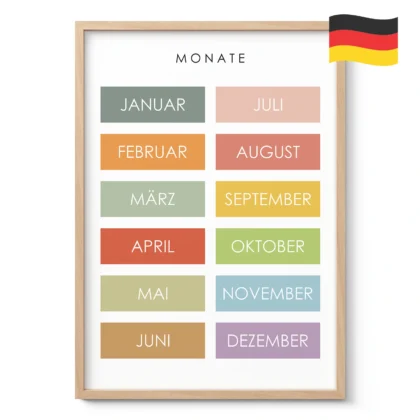 Months Learning Print for Kids – German Version