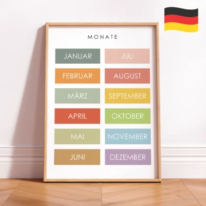 Months Learning Print for Kids – German Version