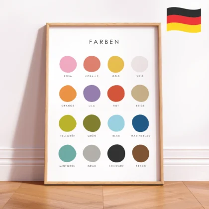 Color Names Educational Print for Kids – German Version