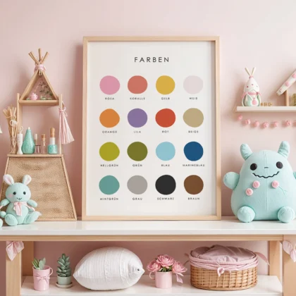 Color Names Educational Print for Kids – German Version
