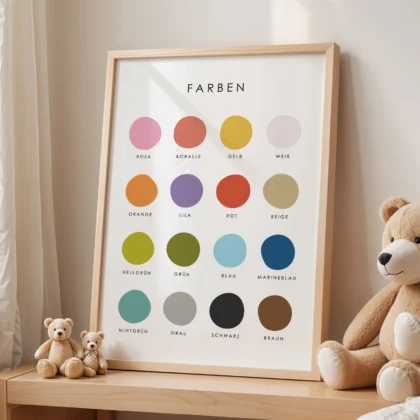 Color Names Educational Print for Kids – German Version