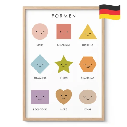Geometric Shapes Learning Print for Kids – German Version