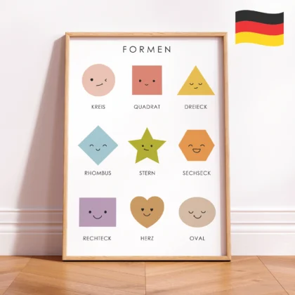 Geometric Shapes Learning Print for Kids – German Version