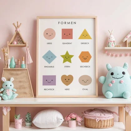 Geometric Shapes Learning Print for Kids – German Version