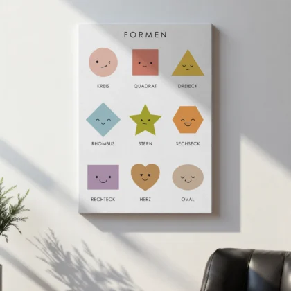 Geometric Shapes Learning Print for Kids – German Version