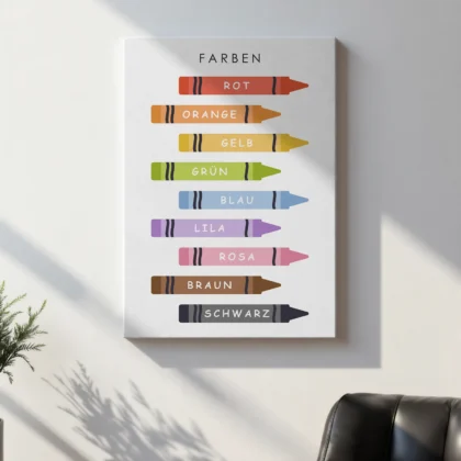 Crayon Color Learning Print for Kids – German Version
