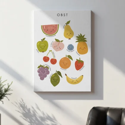 Fruit Educational Print for Kids – German Version