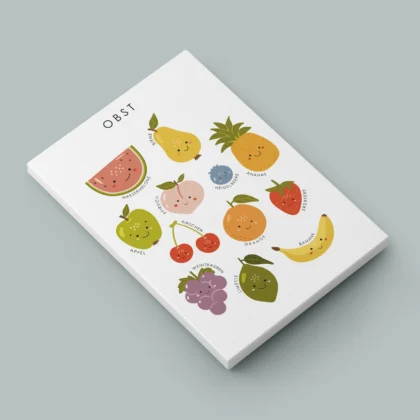 Fruit Educational Print for Kids – German Version