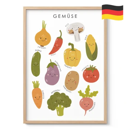 Vegetables Educational Print for Kids – German Version
