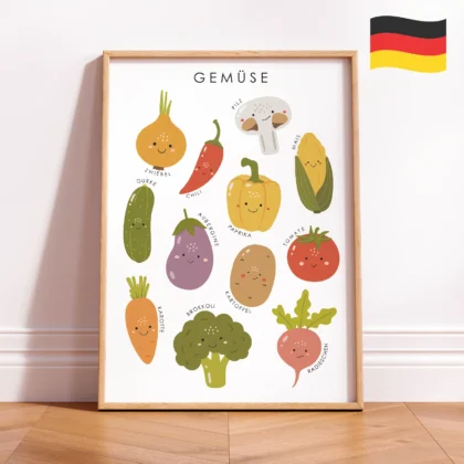Vegetables Educational Print for Kids – German Version