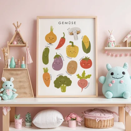 Vegetables Educational Print for Kids – German Version