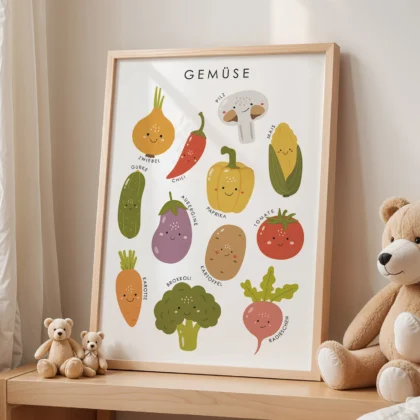 Vegetables Educational Print for Kids – German Version