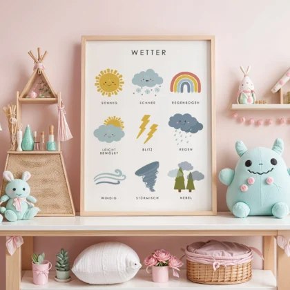 Weather Learning Print for Kids – German Version