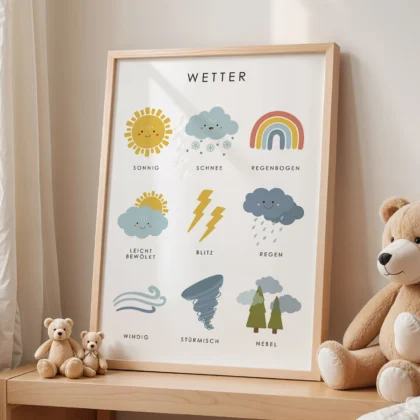 Weather Learning Print for Kids – German Version