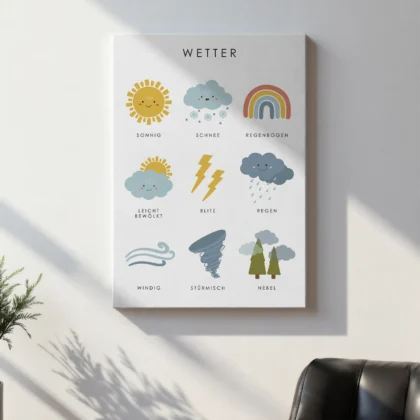 Weather Learning Print for Kids – German Version