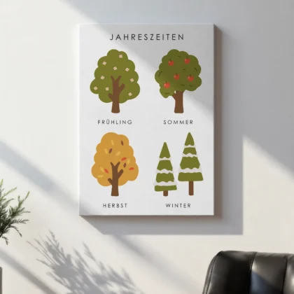 Four Seasons Educational Print for Kids – German Version