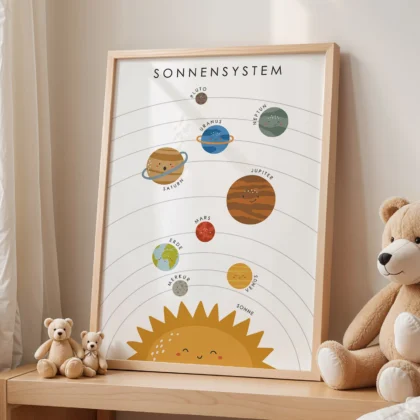 Solar System Learning Print for Kids – German Version