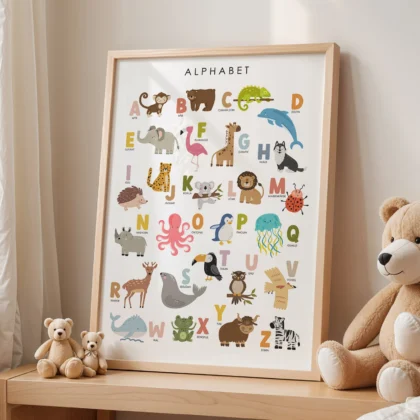 Animal Alphabet Learning Print for Kids – German Version